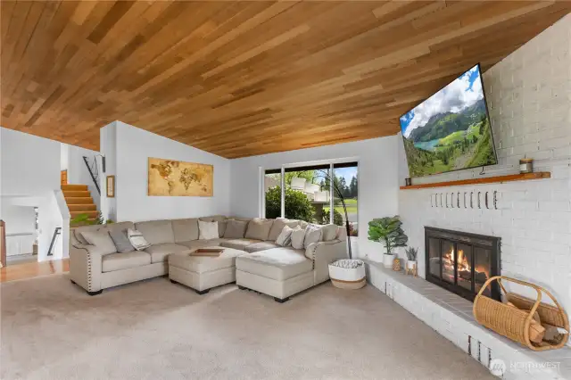 Wood burning fireplace in LR