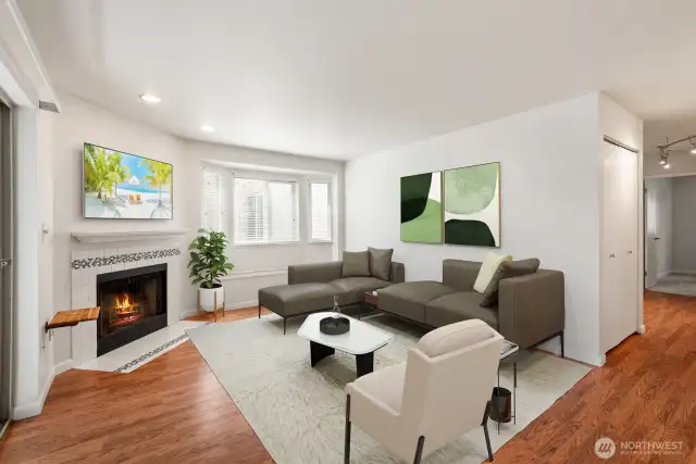 Living area is virtually staged