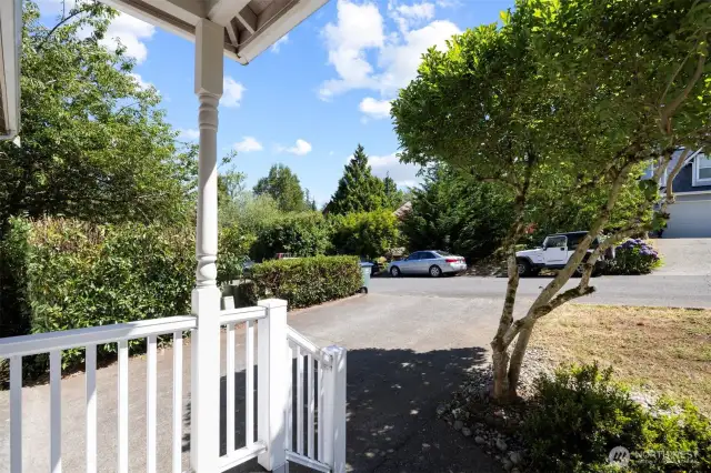 Looking from the porch out to the dead-end street.