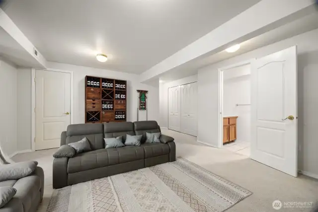 The basement has a family room on the lower level with a half bath.