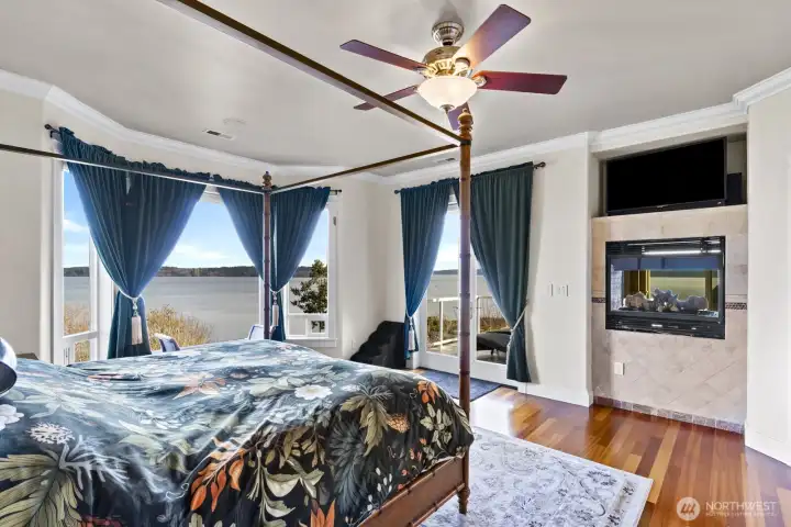 Primary Bedroom with Double Sided Fireplace