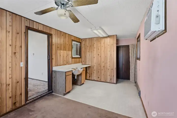 salon area leads to dining room area