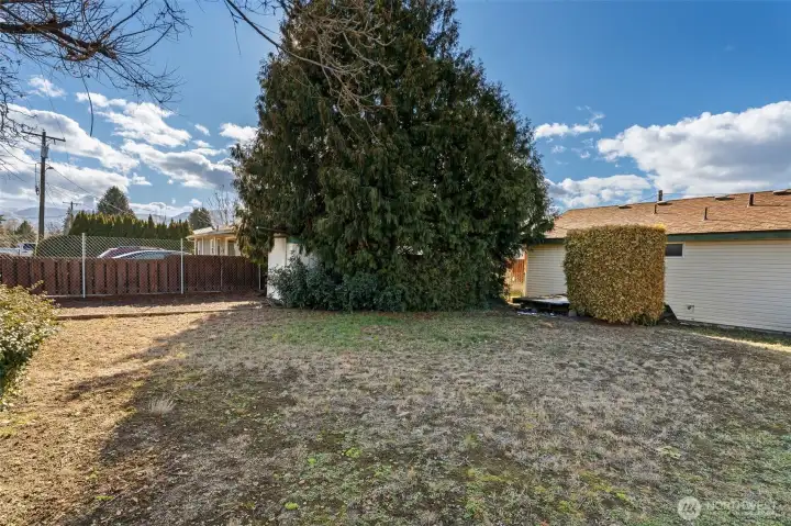 side fully fenced yard