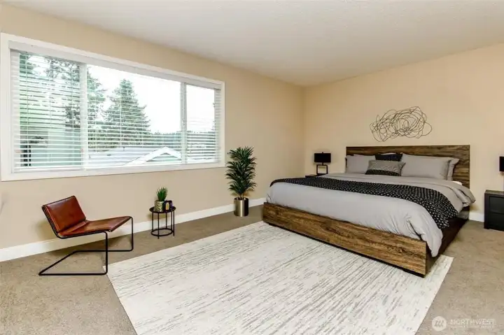 Primary bedroom, virtually staged