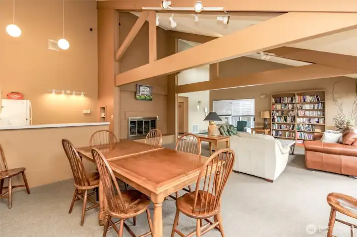 Community clubhouse with kitchen, dining area and more!