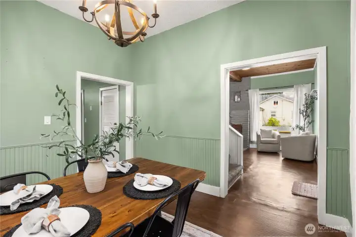 Dining room which is steps away from the kitchen.