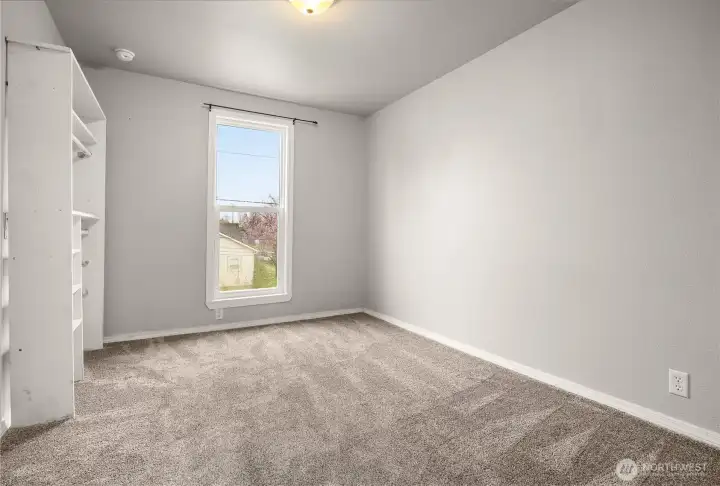 1st bedroom used as a nursery had a custom shelf for newborn clothing. It is removable.