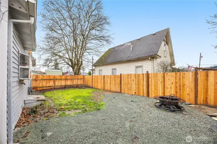 Back yard is fully fenced.