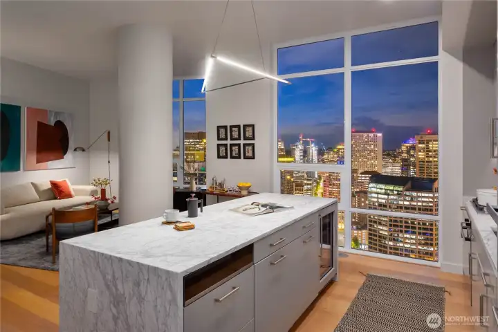 Kitchen and Living Area (Evening)