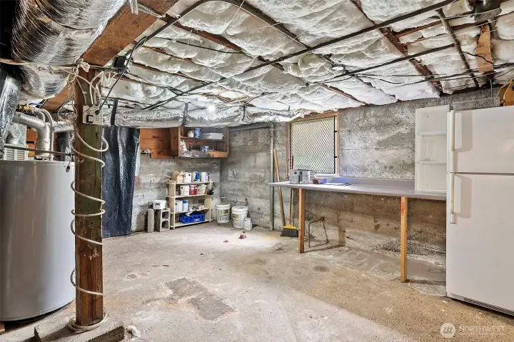 Unfinished basement offers ample storage