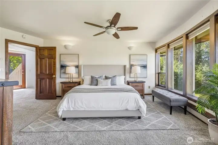 Virtually staged primary bedroom