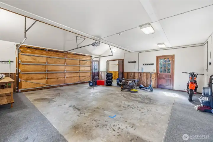 Attached large garage