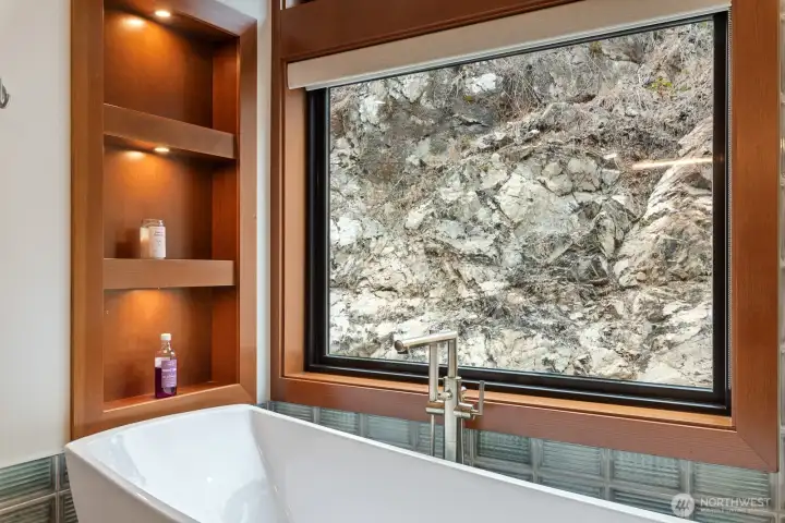 More beautiful custom lighted built ins.
