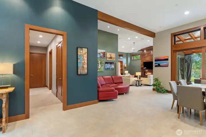 Hall to secondary bedrooms off main living area.