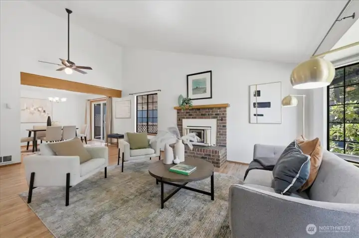 Living Room with Vaulted Ceilings