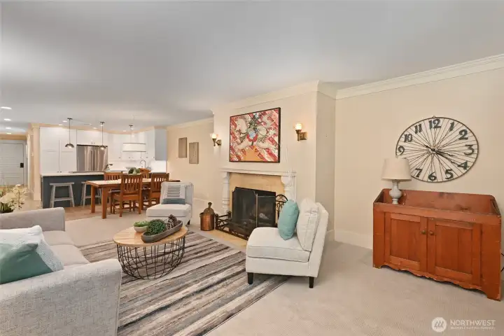 The living room provides ample seating with more out of the picture on the right.