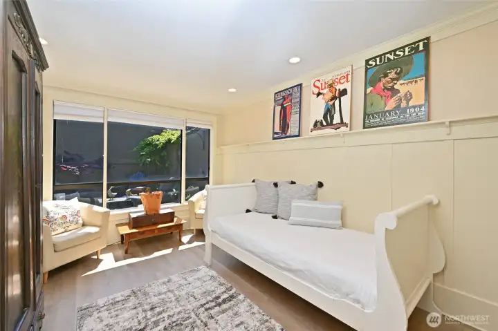 The study, office, studio could also be a third bedroom. There's a large closet to the right.