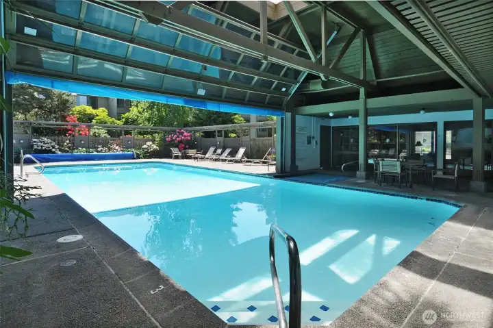 The indoor-outdoor pool is open year-round.