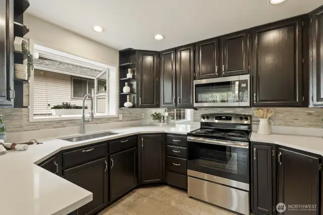 Brand new quartz counters, sink and faucet and updated appliances