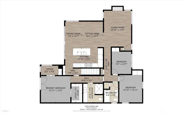 Floor plan main level. Wonderful open floor plan with seamless flow. 3 bedrooms on the main level including lavish primary suite & spacious open gourmet kitchen with island.