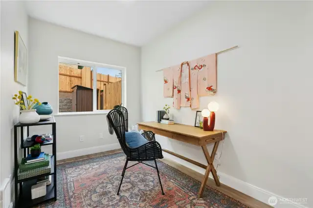 Second floor bedroom staged as an office