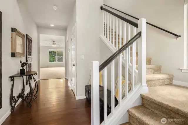 Airy and open entry with elevated ceilings