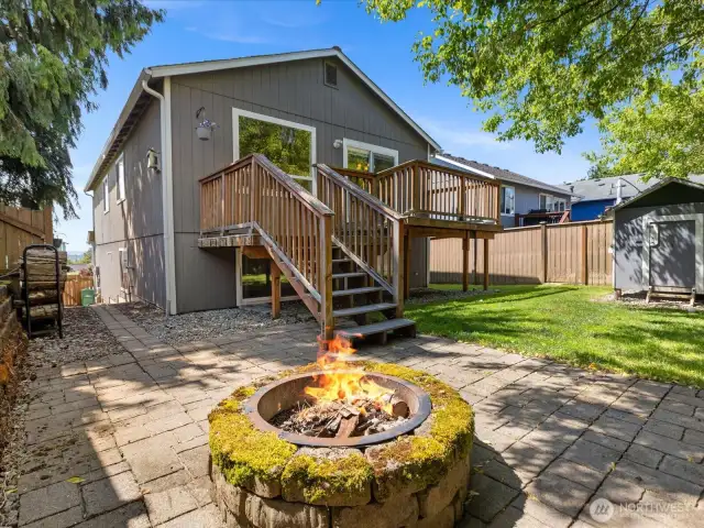 View from firepit looking back towards house & shed