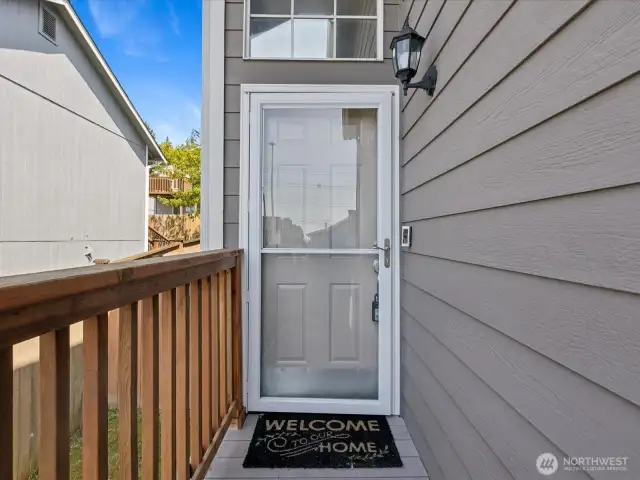 Front entry with storm door