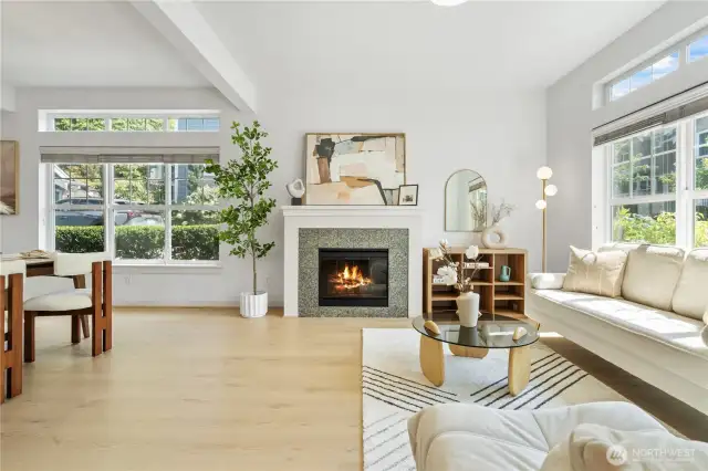 Open spacious living room filled with lights