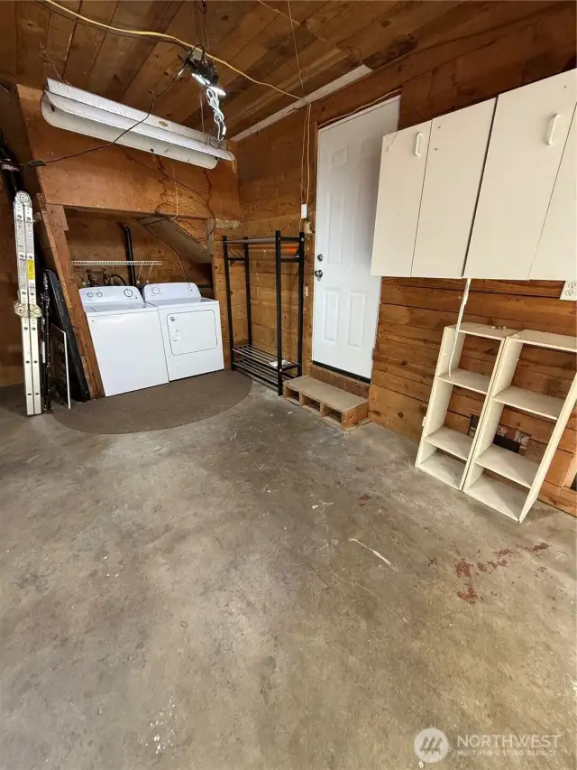 Laundry in back of garage