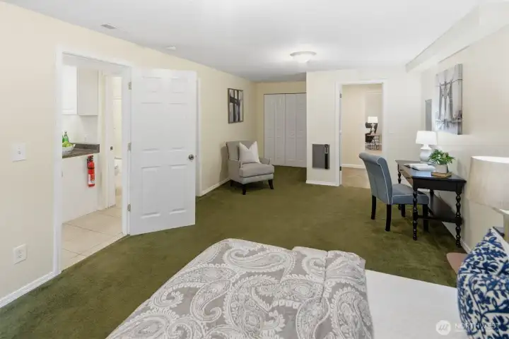 Basement bedroom is VERY spacious with plenty of WFH space.