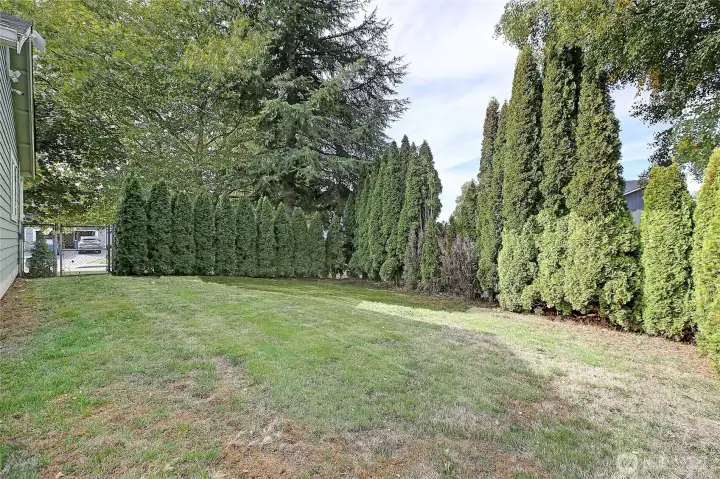 Mature landscaping provides privacy.