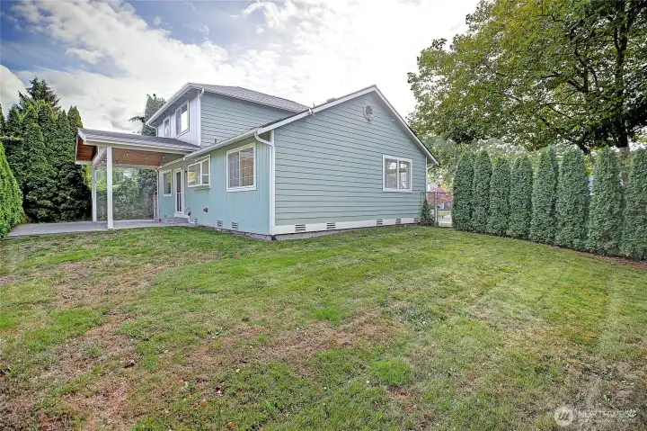 Fully fenced back yard.