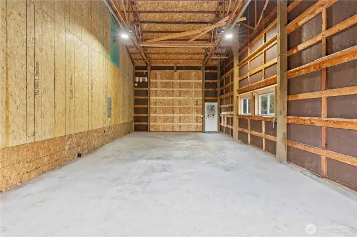 Interior of the the Massive 720sqft Garage w/New Door and windows