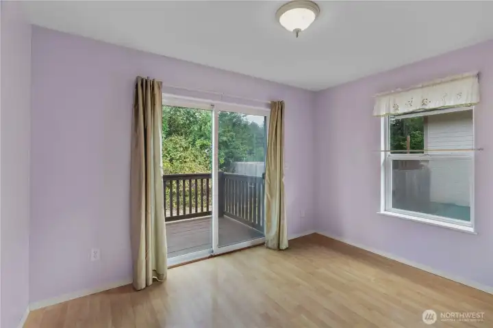 Dining room with back deck off the slider