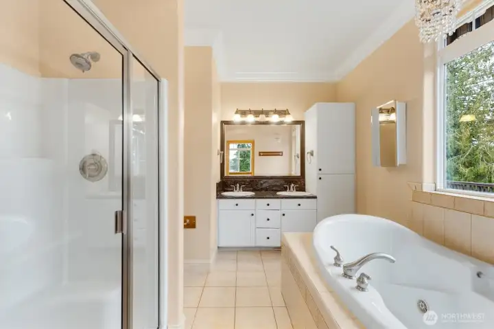 Primary Bathroom with jetted soaking tub
