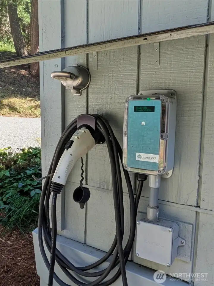 EV charger on the side of the house.