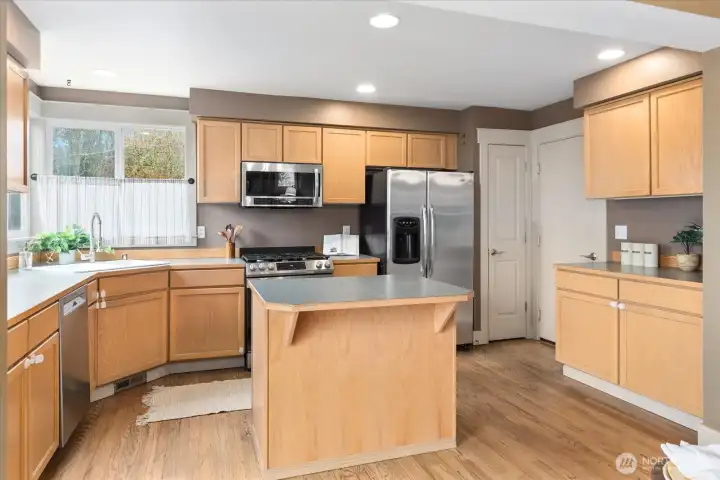 Large, open kitchen with plenty of counter space.