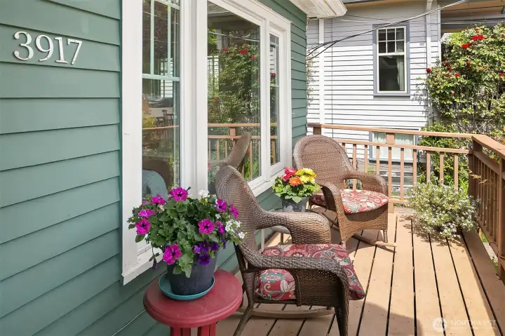 The east facing front porch is the perfect place for your morning coffee.