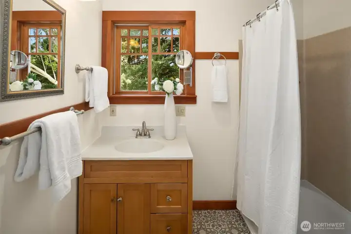 The upstairs bathroom was added to the home in 2001.