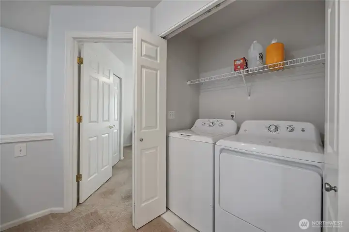 Upstairs laundry — conveniently located right where the action is, making laundry day just a little less of a chore. Upstairs laundry — conveniently located right where the action is, making laundry day just a little less of a chore.