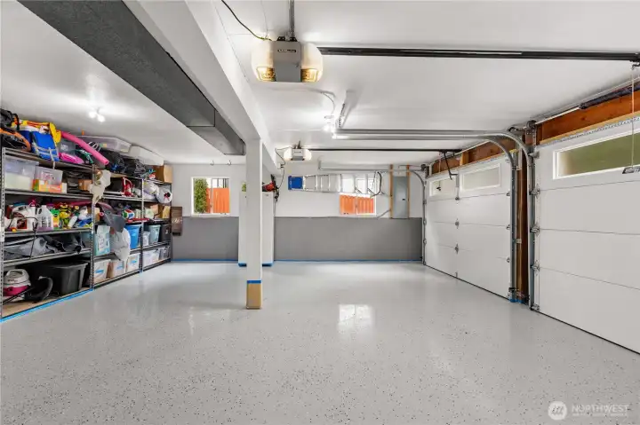 Fresh epoxy garage floor