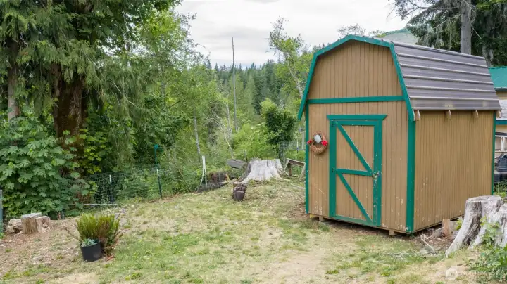 Storage shed in back yard Storage shed in back yard