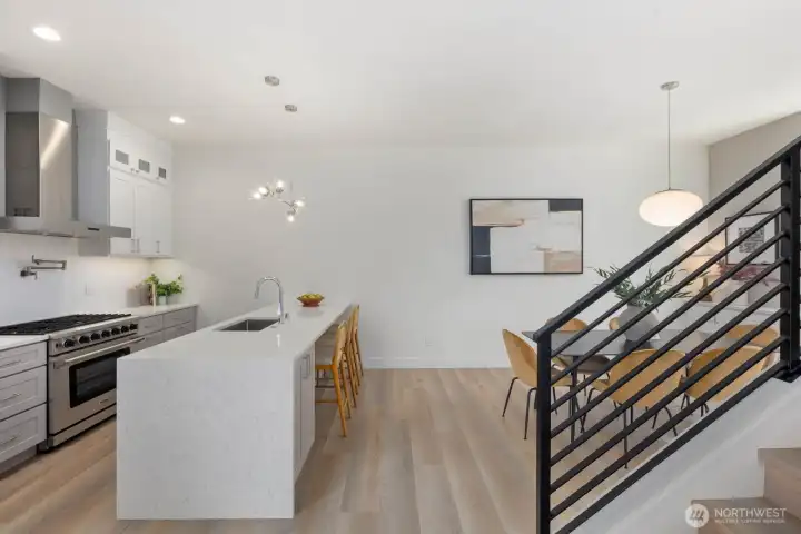 Large, open bright kitchen