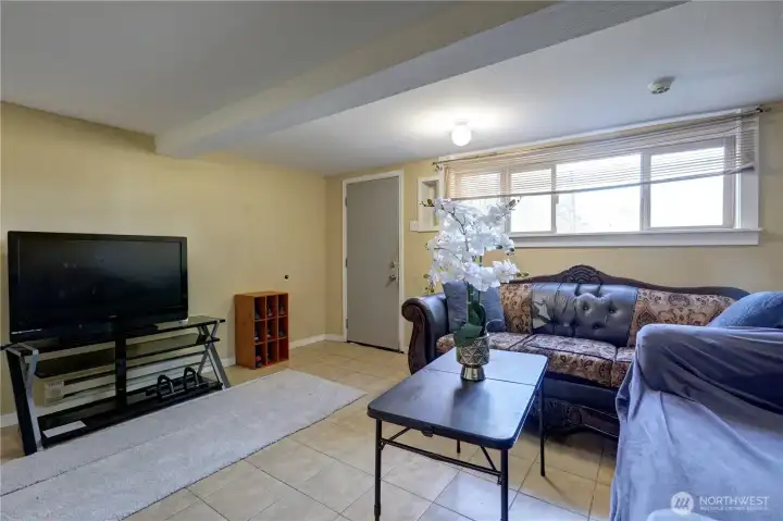 Lower-level living room.