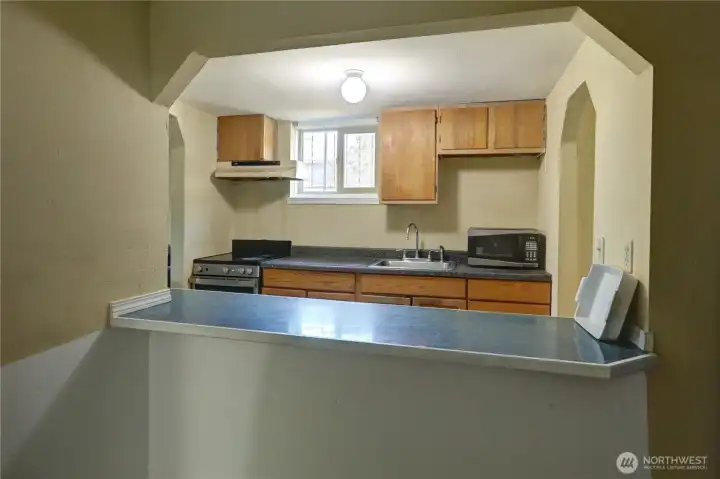 Kitchen pass-through that could be used as a bar
