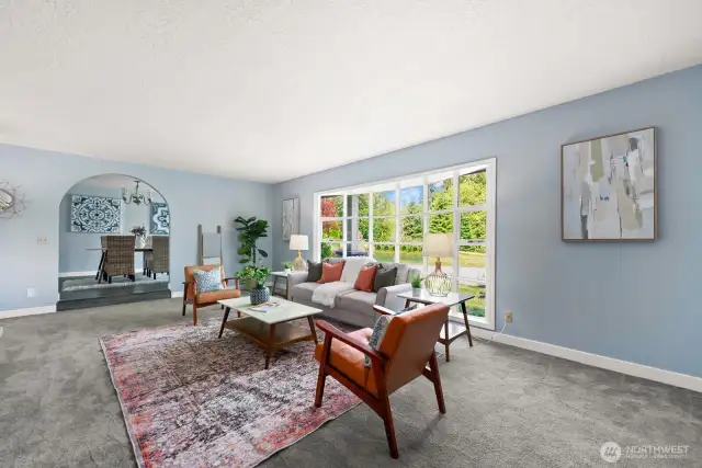 Formal living room accented with gorgeous picture window.