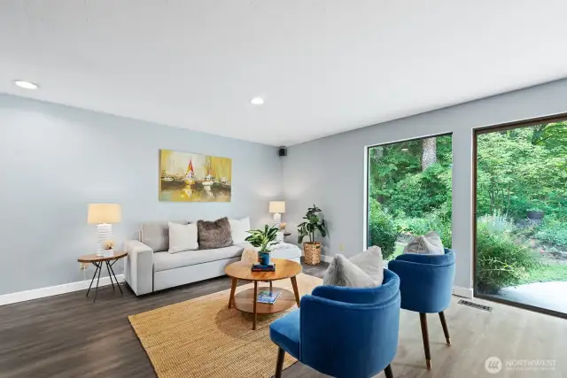 Family room with abundant natural light.