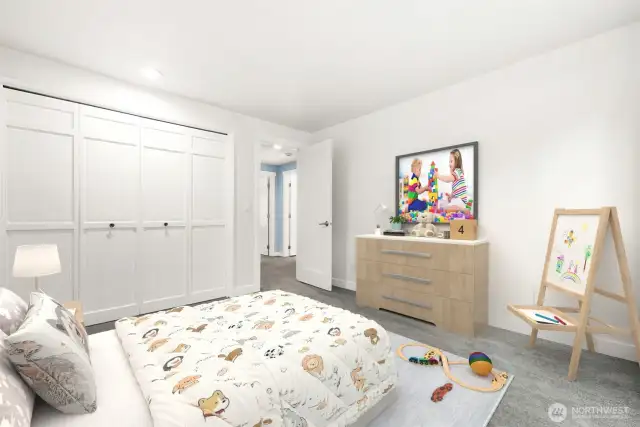 One of 3 bedrooms. This room is virtually staged.