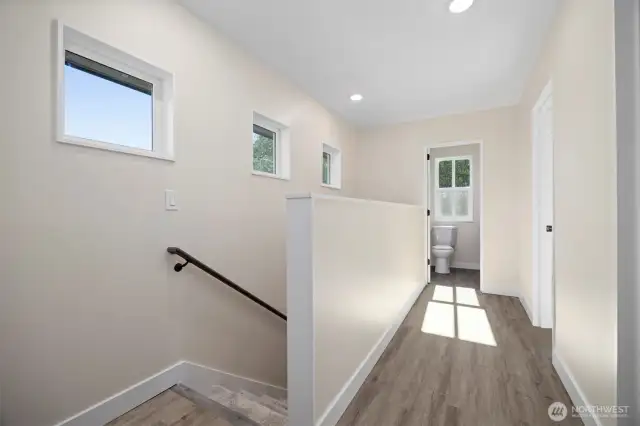 3 bedrooms and 2 full bathrooms upstairs
